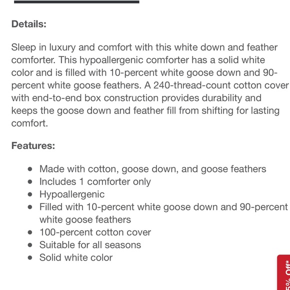 Full/queen feather and down comforter - Picture 6 of 7